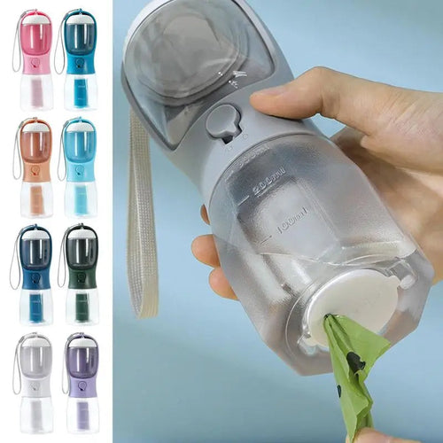 Botella 3 en 1 para Perros – Agua, Comida y Bolsas