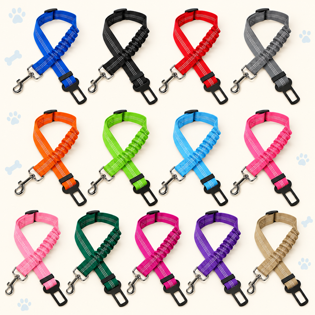 Cinturón de coche para mascotas disponible en 13 colores
